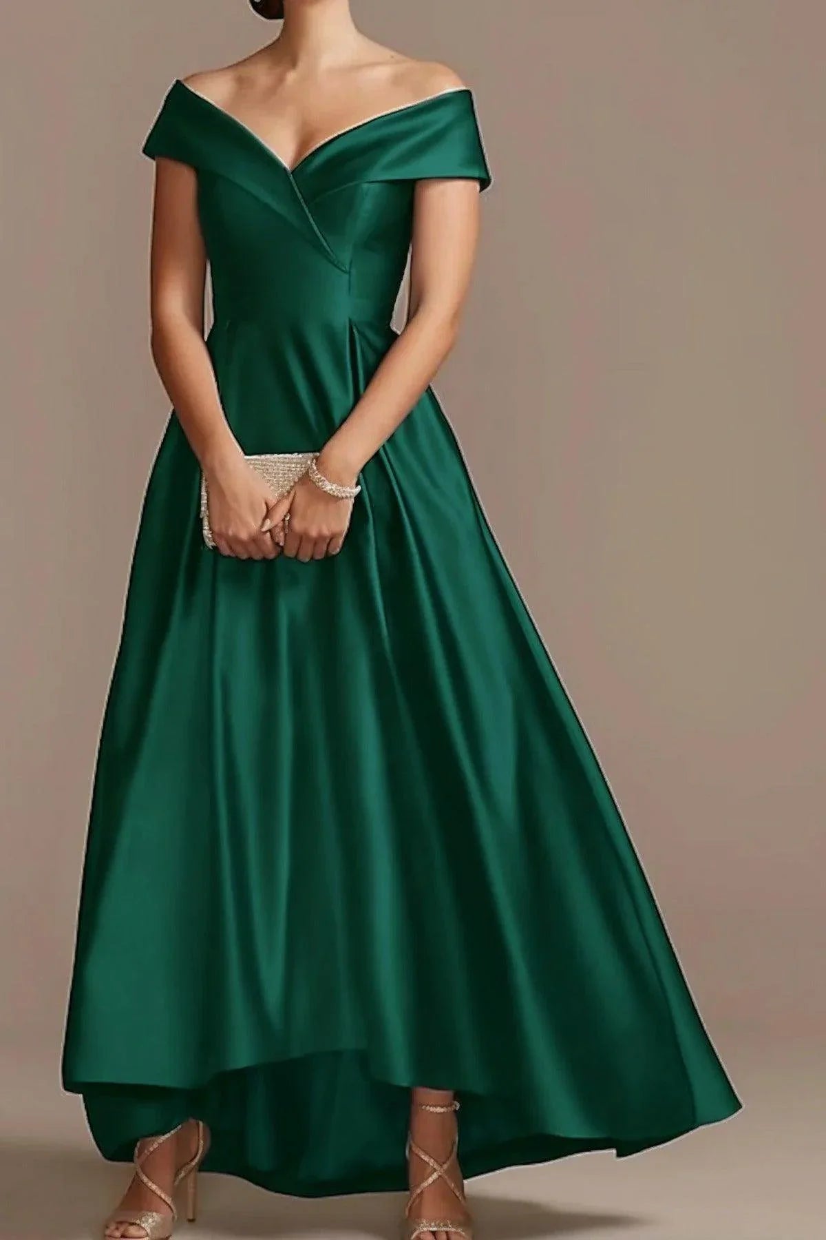 High Low Ankle Length Satin Mother Dress CM0078CR - COCOMELODY